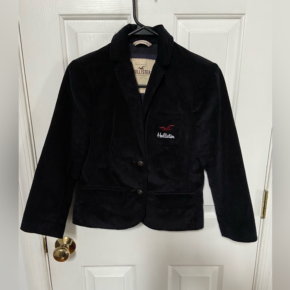 Holster and Co Black Corduroy Blazer Fitted Jacket With Red Seagull. Size S